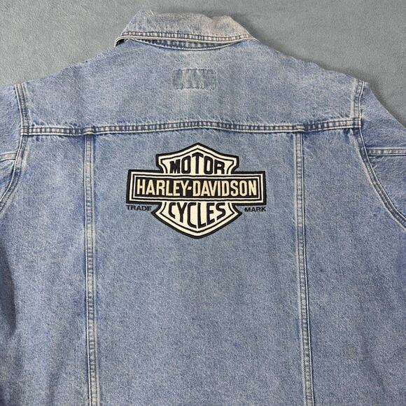 Harley-Davidson Vintage Denim Jacket American Eagle Embroidered Women's Medium - Picture 4 of 10
